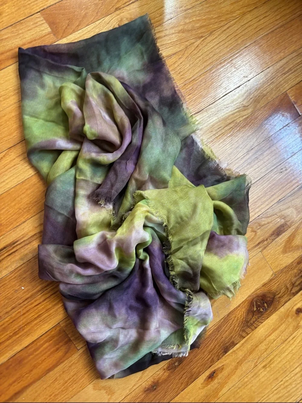 Zara Watercolor Ombré Scarf – Green & Purple